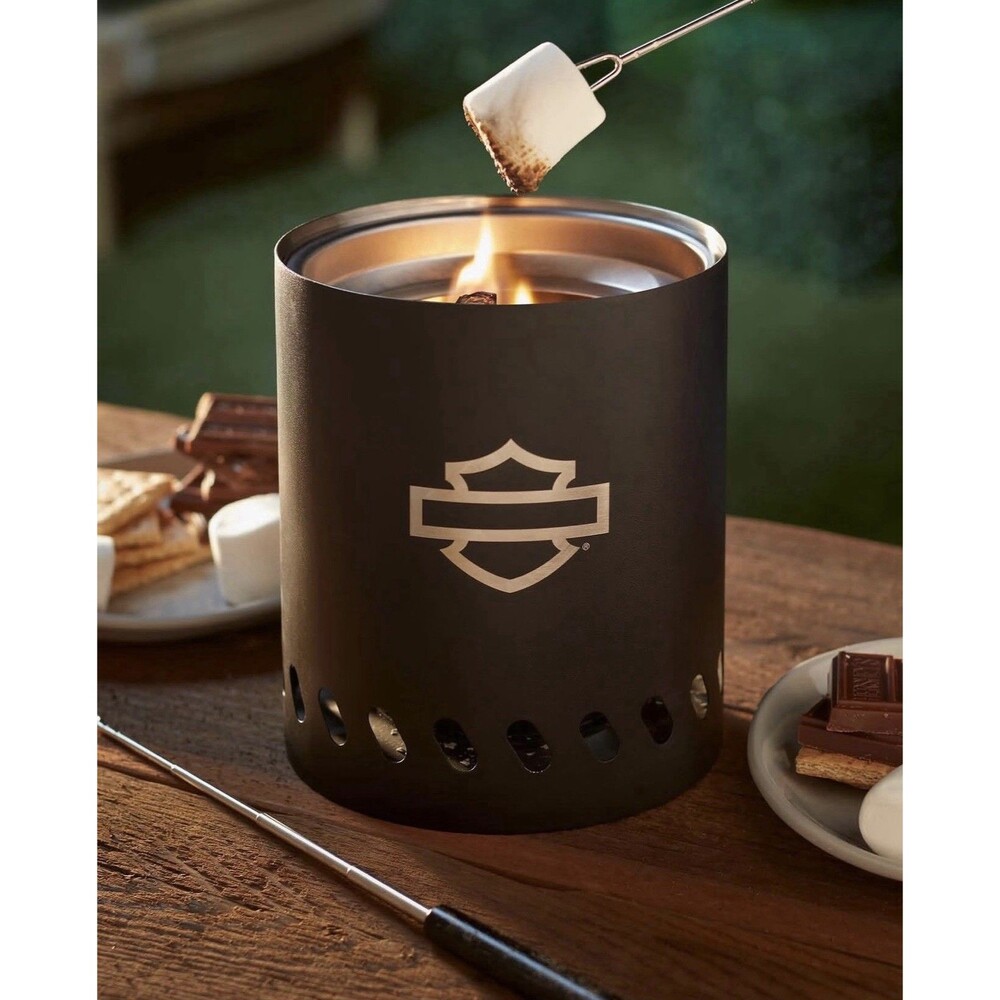 Harley‑Davidson Stainless Steel Tabletop Smokeless Gel Burner Smores Kit New